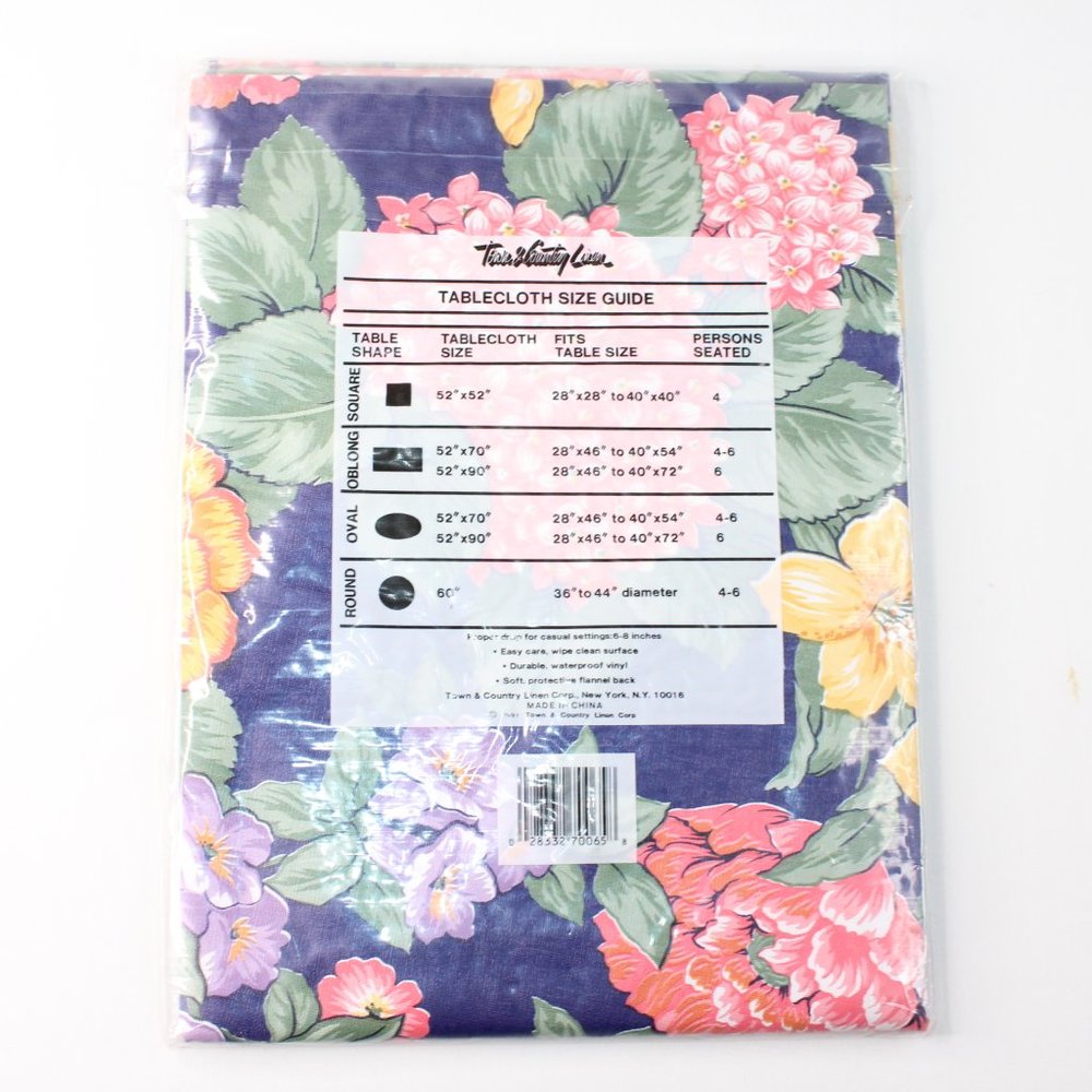 Vintage Vinyl 50" Round Flannel Back Tablecloth #112 - Picture 2 of 6